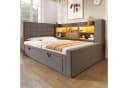 HAUSS SPOLE Stauraumbett 90x200 mit LED, Polsterbett Jugendbett mit Stauraum & Lattenrost Leinen Bild 3