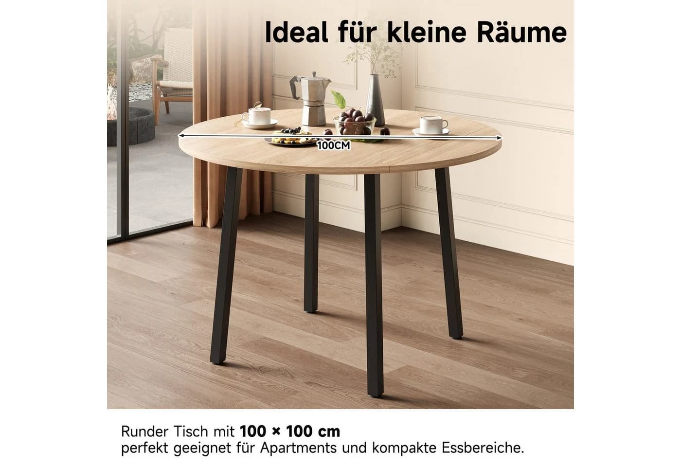 HAUSS SPOLE Esstisch rund klappbar Eiche Metallbeine - Bild 5