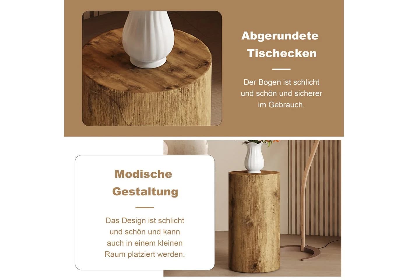HAUSS SPOLE Beistelltisch Rund Holzoptik MDF - Bild 4