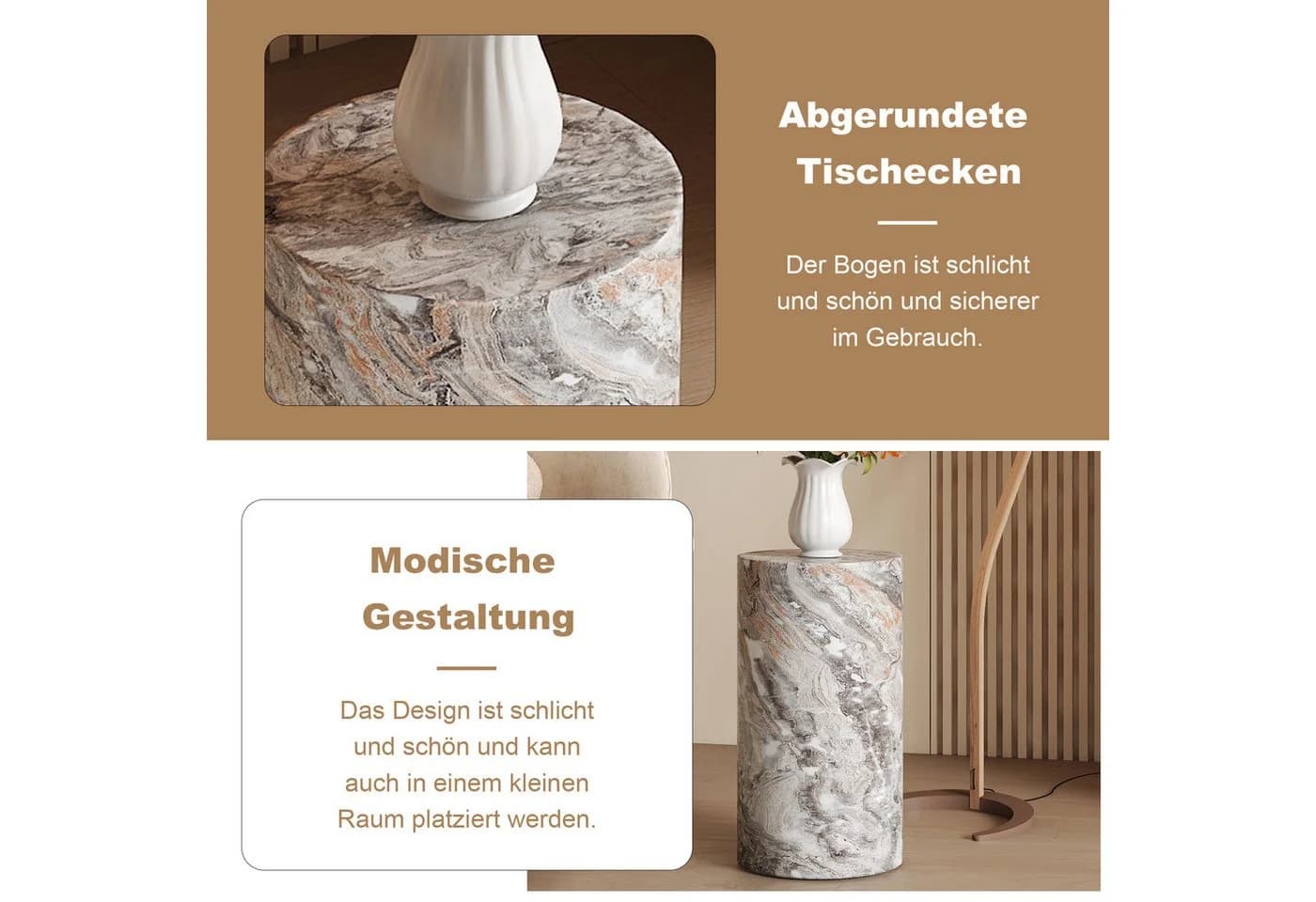 HAUSS SPOLE Couchtisch Rund Marmoroptik Grau - Bild 4