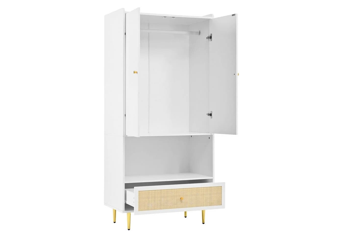 HAUSS SPOLE Kleiderschrank 2 Türen Weiß mit Schublade und Kleiderstange - Bild 4