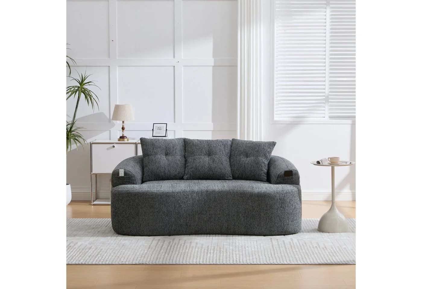HAUSS SPOLE Loungesofa Grau Chenille Zweisitzer