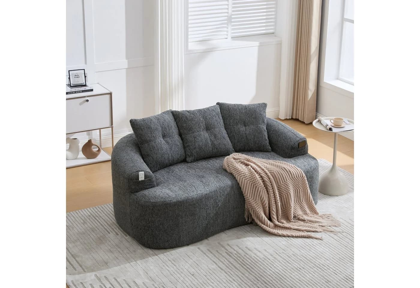 HAUSS SPOLE Loungesofa Grau Chenille Zweisitzer - Bild 3