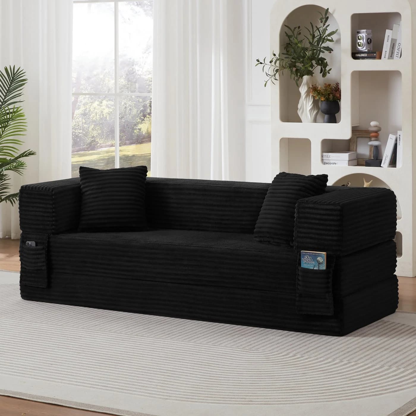 HAUSS SPOLE Schlafsofa 3-Sitzer Schwarz Cord mit Schaumstoff - Bild 2