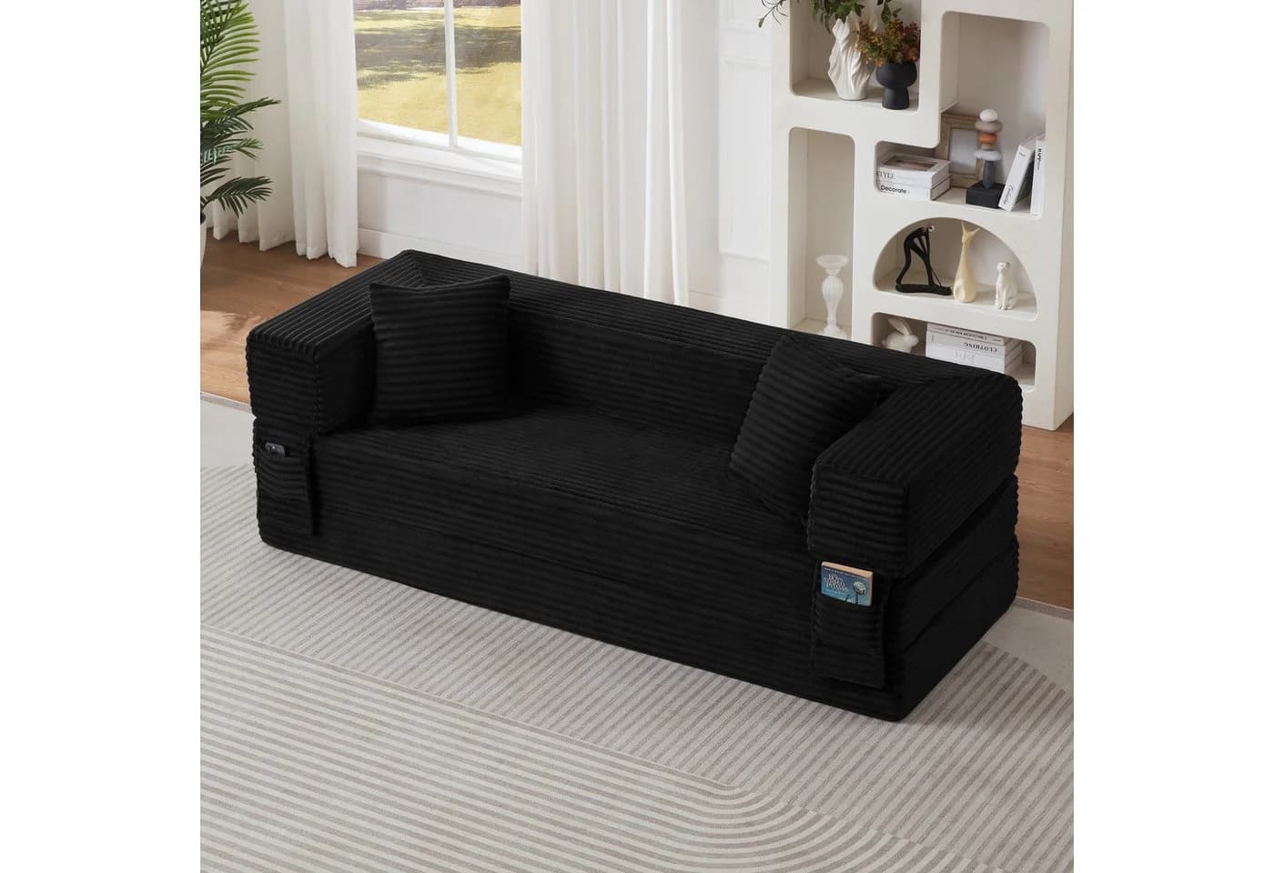 HAUSS SPOLE Schlafsofa 3-Sitzer Schwarz Cord mit Schaumstoff - Bild 3