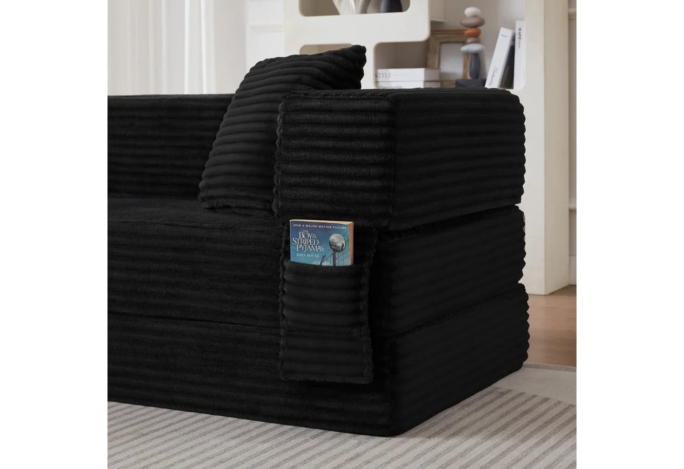 HAUSS SPOLE Schlafsofa 3-Sitzer Schwarz Cord mit Schaumstoff - Bild 4