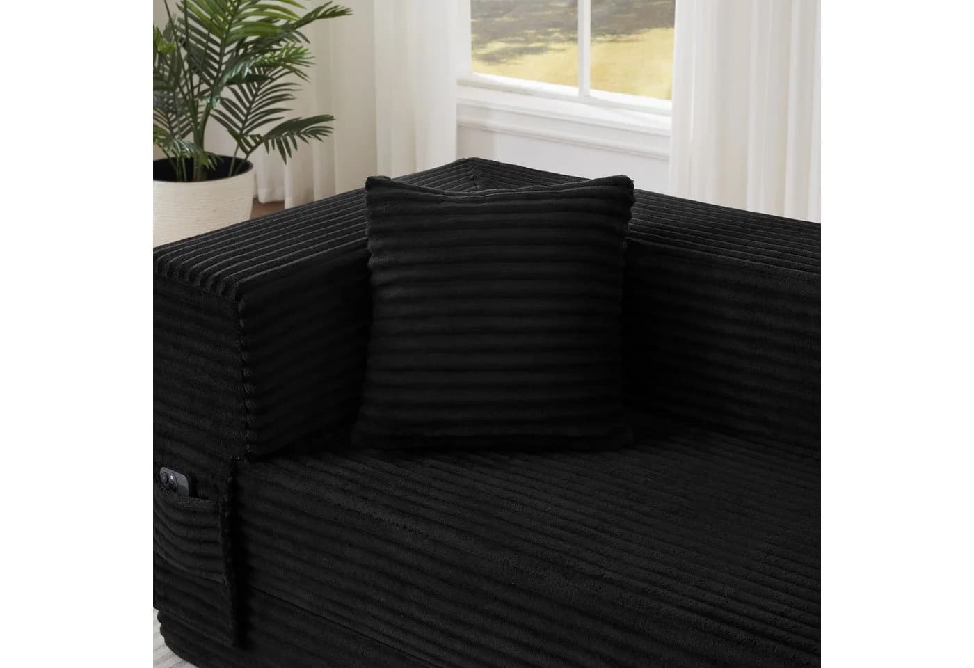 HAUSS SPOLE Schlafsofa 3-Sitzer Schwarz Cord mit Schaumstoff - Bild 5