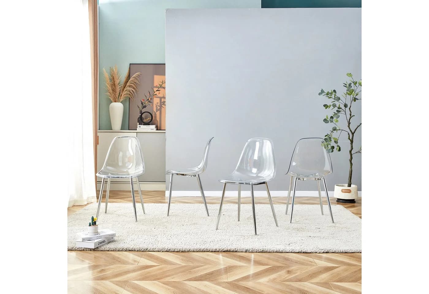 HAUSS SPOLE Esszimmerstuhl 4er Set Transparent Silber Metallbeine - Bild 2