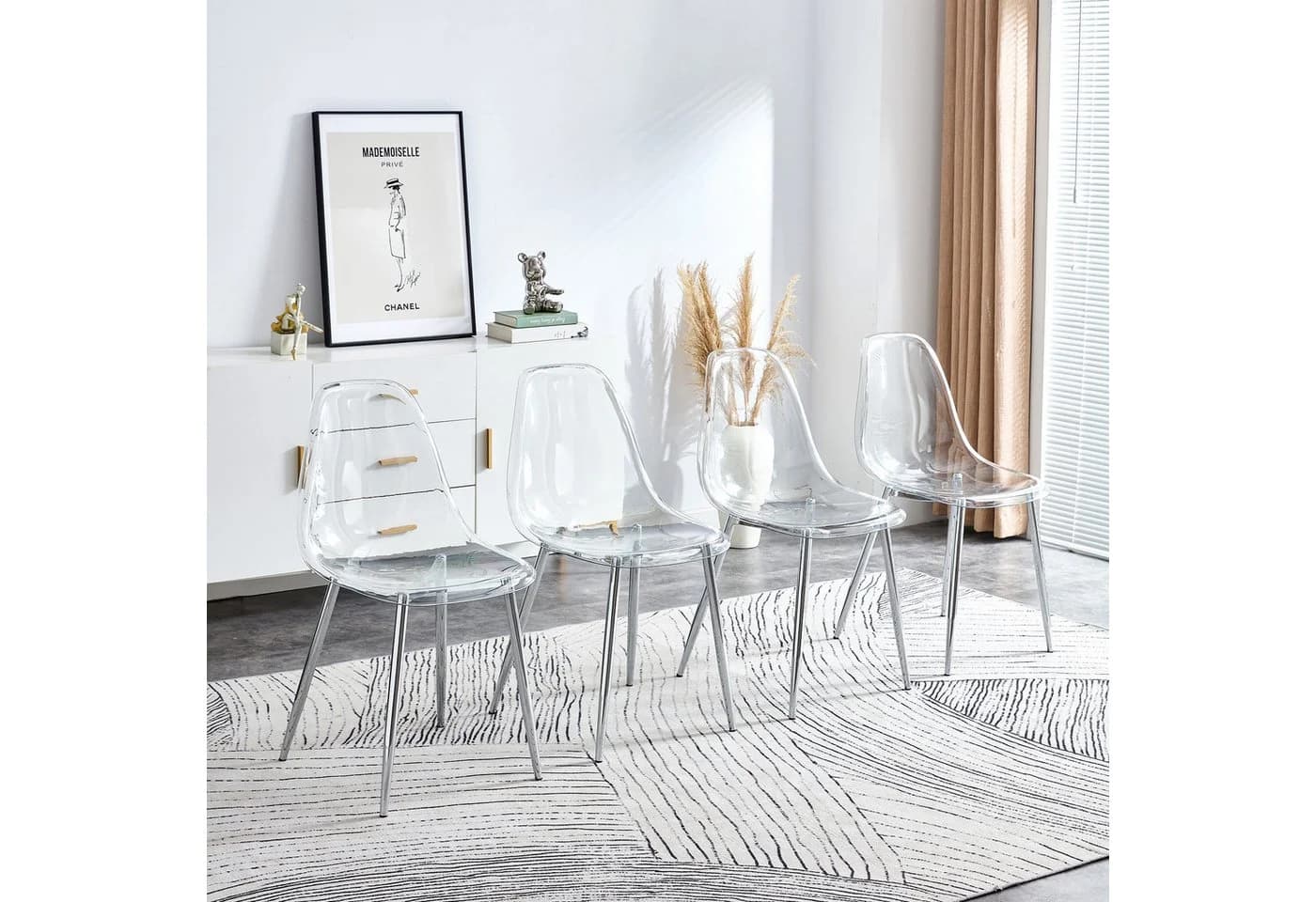 HAUSS SPOLE Esszimmerstuhl 4er Set Transparent Silber Metallbeine - Bild 3