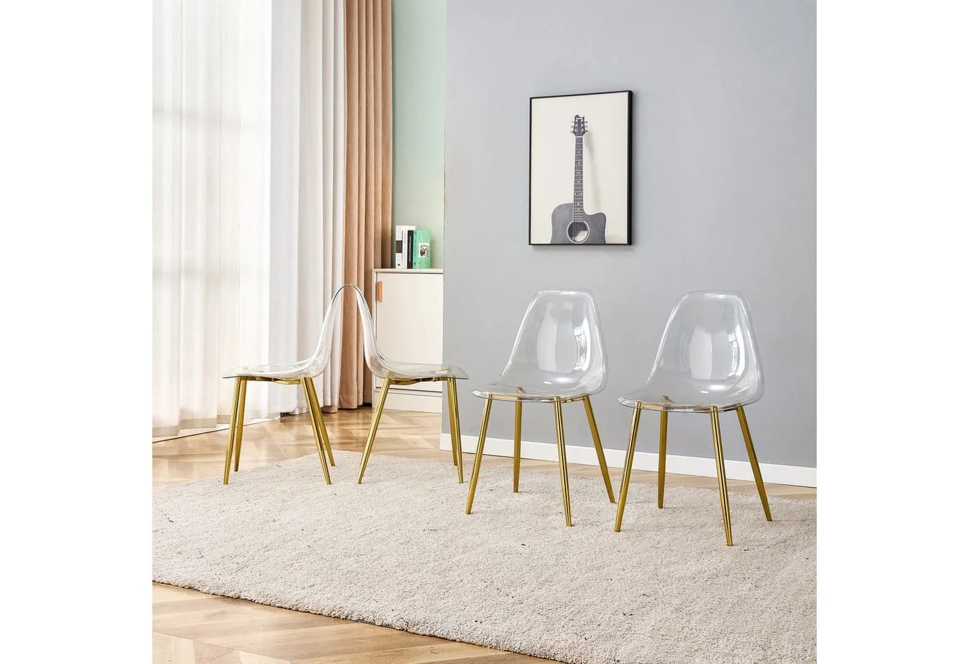 HAUSS SPOLE Esszimmerstuhl 4er Set Transparent Gold Metallbeine - Bild 3