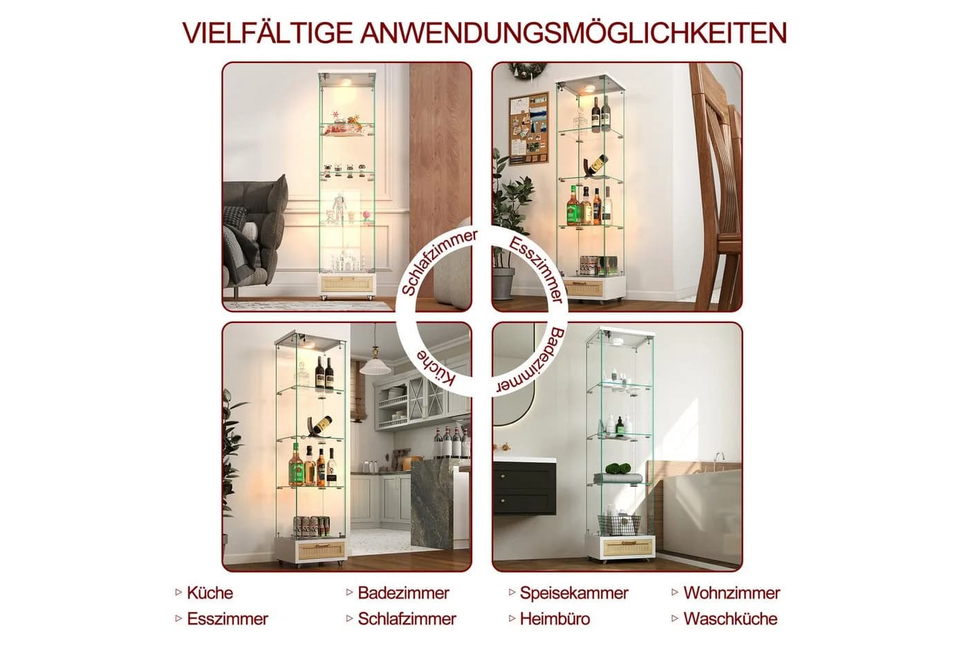 HAUSS SPOLE Vitrine mit LED & Schubladen, weiß, Glas & MDF - Bild 5