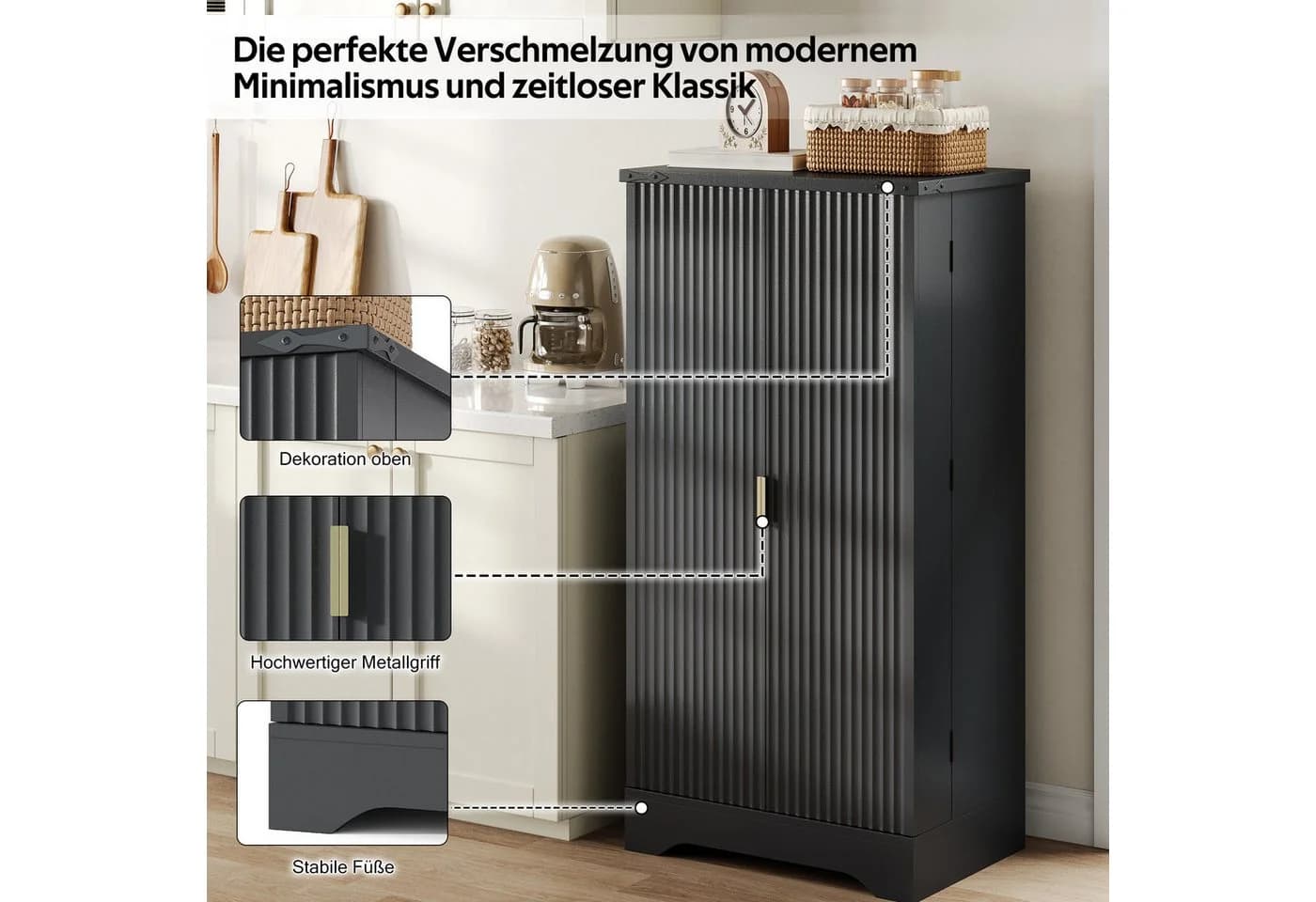 HAUSS SPOLE Highboard mit LED-Sensorlicht Schwarz - Bild 5