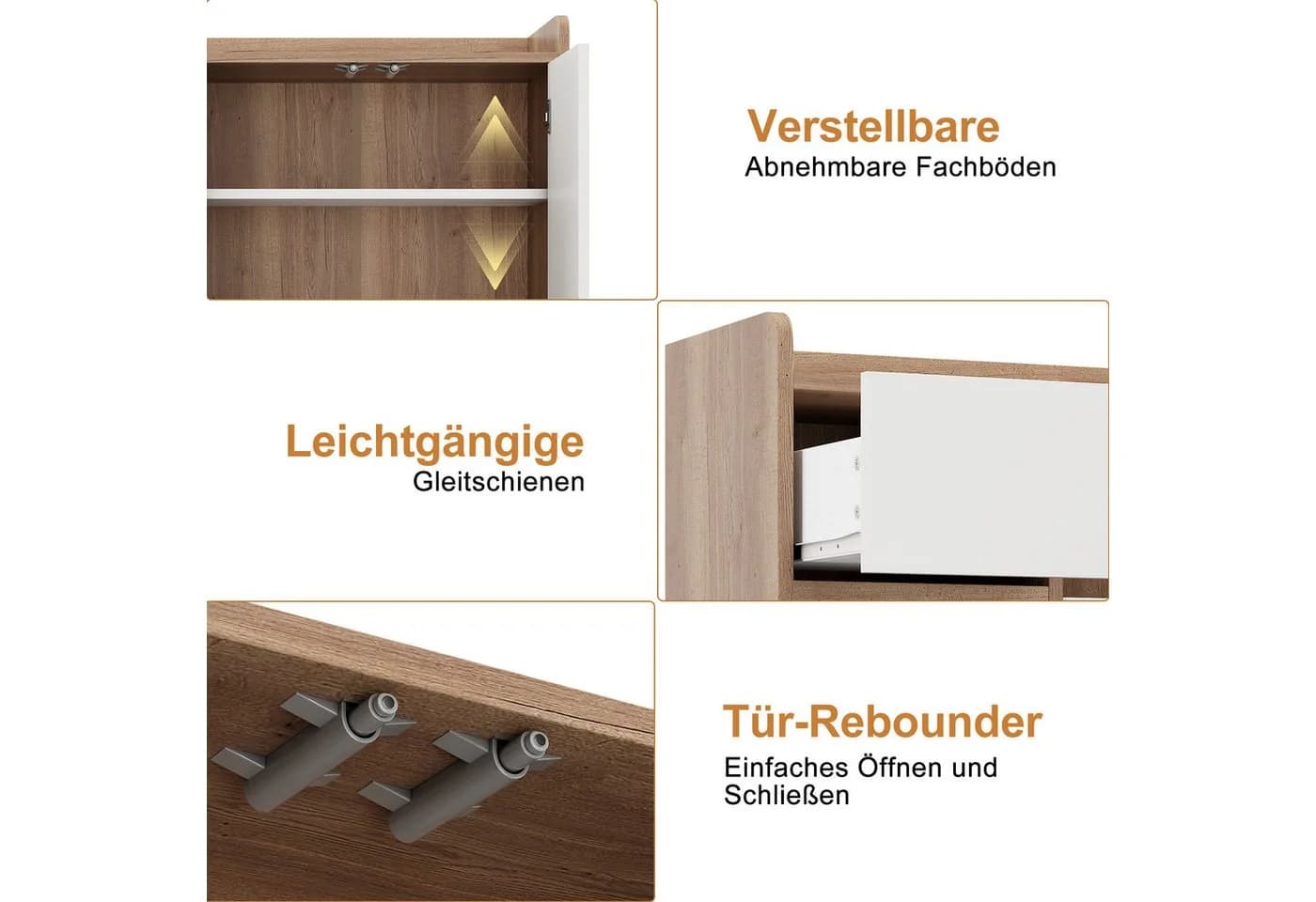 HAUSS SPOLE Schuhschrank mit 4 Türen und Schublade Weiß Natur - Bild 4
