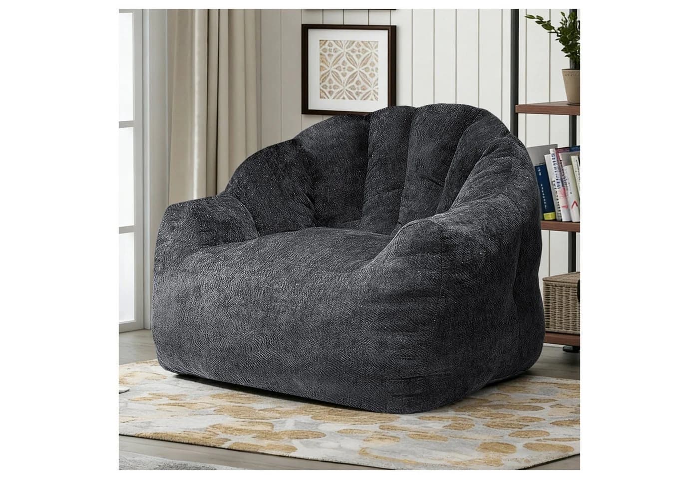 HAUSS SPOLE Loungesessel Rund Schwarz Ergonomisch Flanelloptik - Bild 2