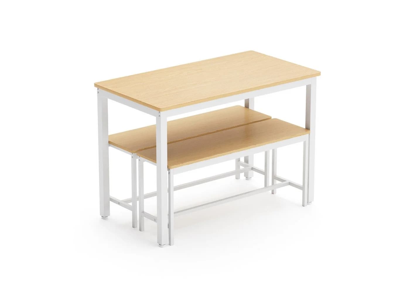 HAUSS SPOLE Esstisch-Set 3-tlg. mit 2 Bänken, Natur/Weiß, Industrial Design - Bild 5