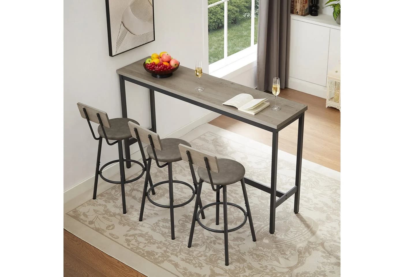 HAUSS SPOLE Bartisch-Set mit 3 Hockern Grau/Schwarz Industrial - Bild 2