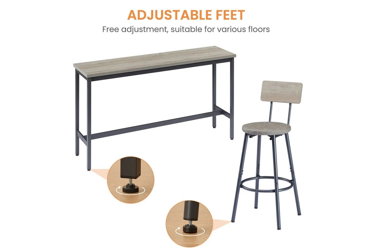 HAUSS SPOLE Bartisch-Set mit 3 Hockern Grau/Schwarz Industrial - Bild 4
