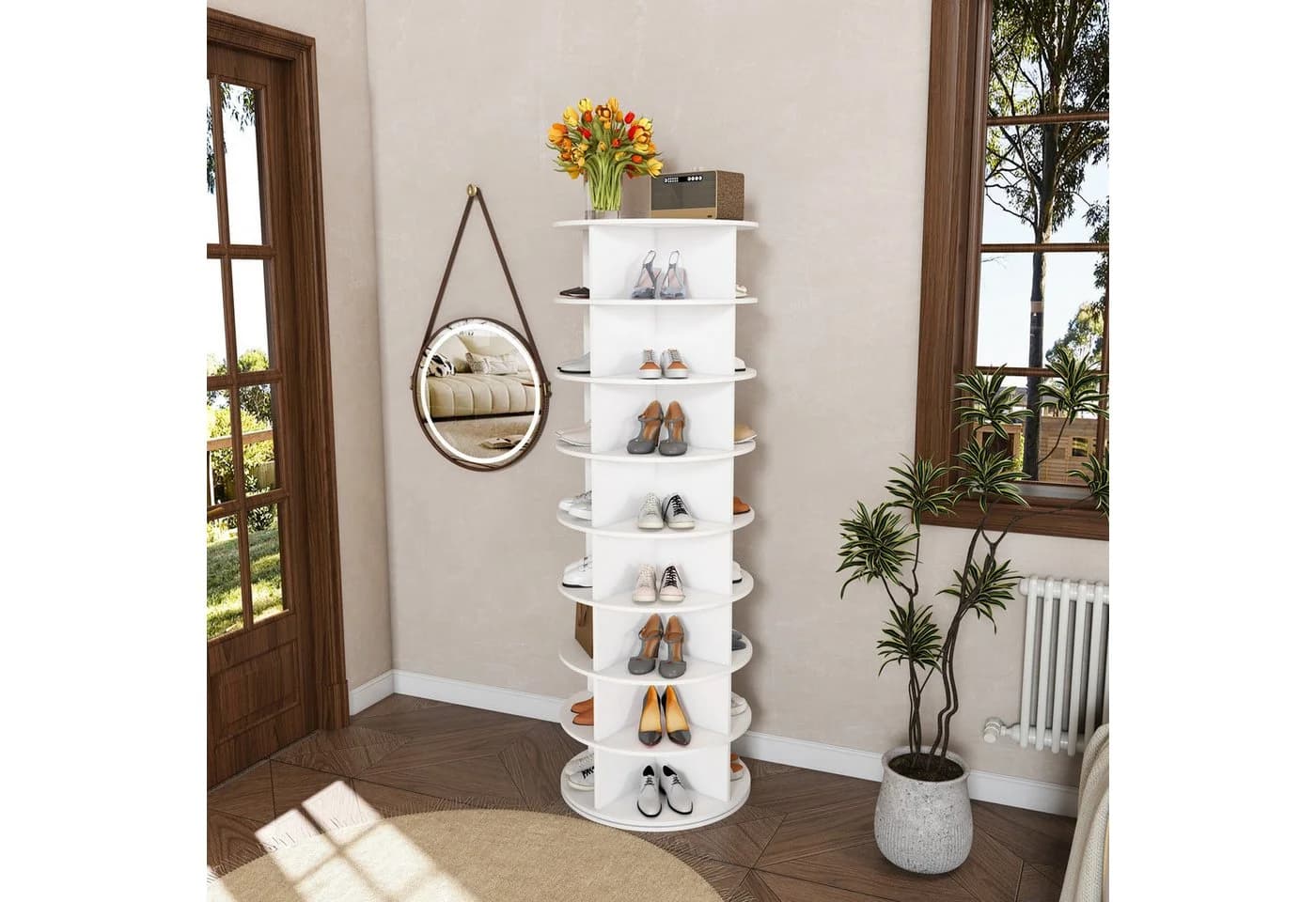 HAUSS SPOLE Drehbares Schuhregal 360° Weiß 8 Ebenen - Bild 2