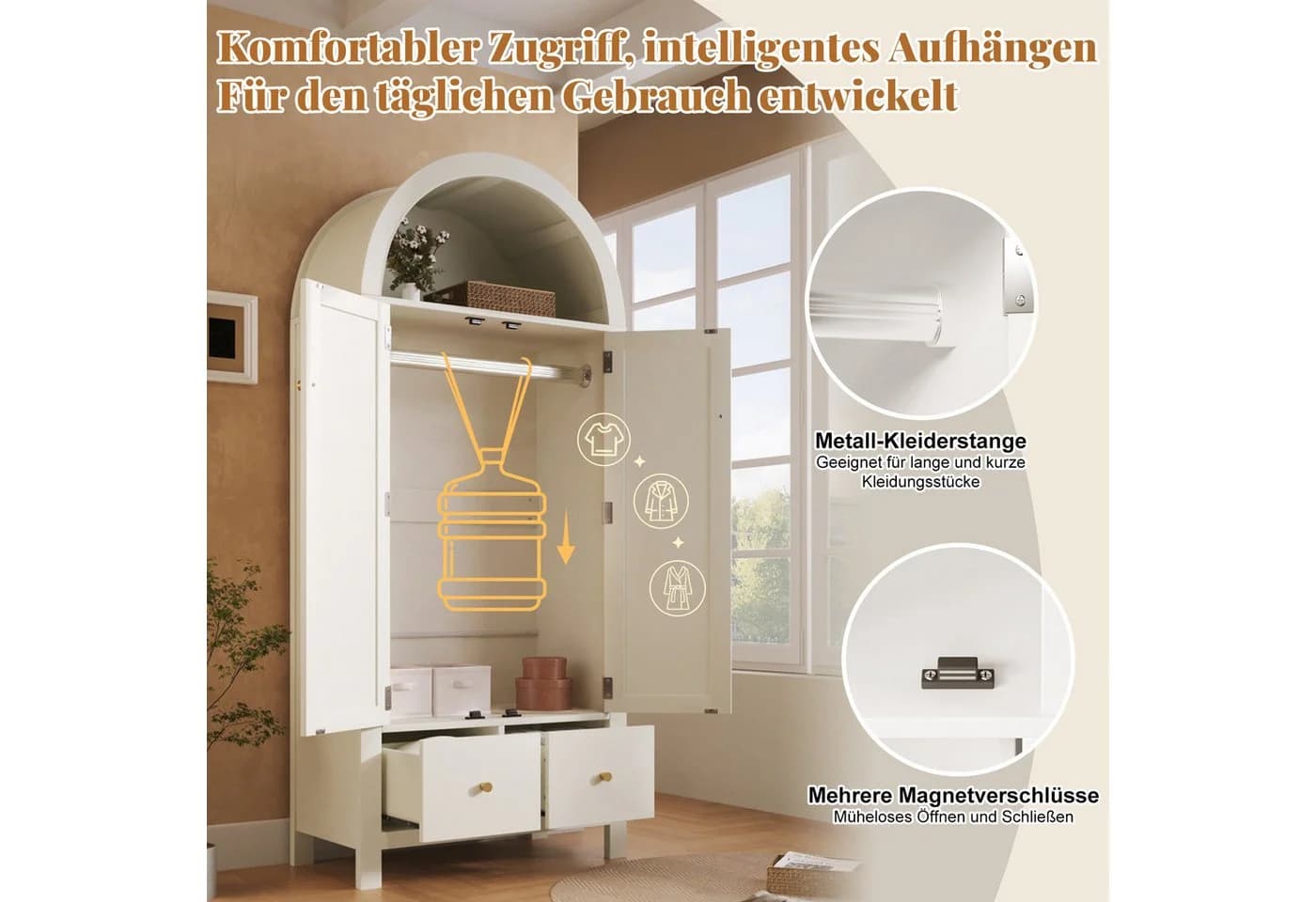 HAUSS SPOLE Kleiderschrank Bogenform Weiß Landhausstil - Bild 5