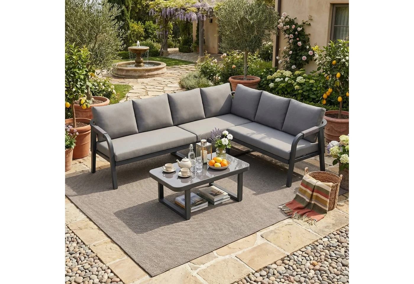HAUSS SPOLE Gartenlounge-Set Grau für 6 Personen mit Couchtisch - Bild 2