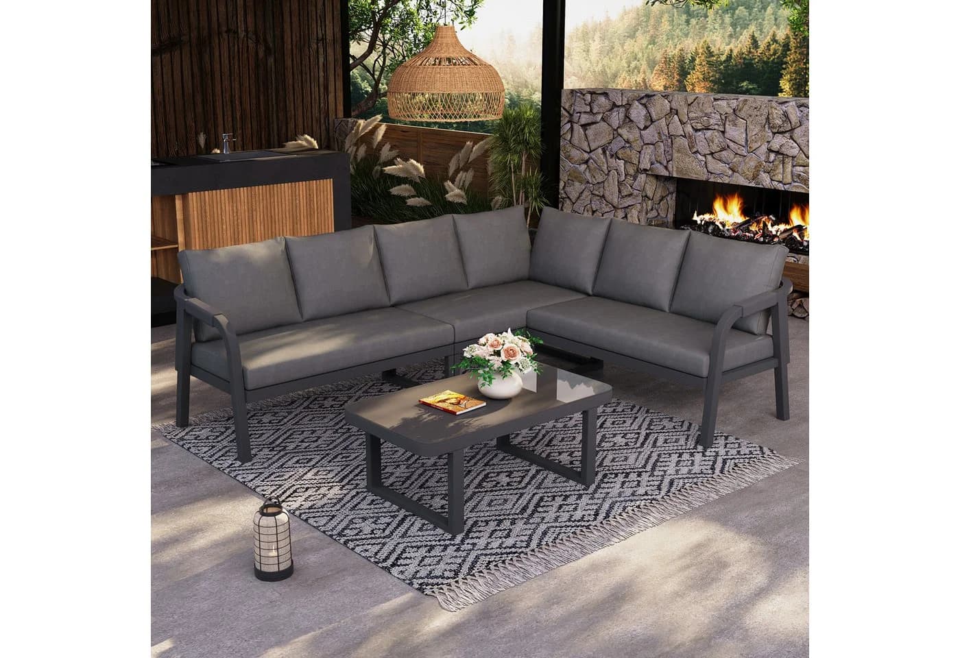 HAUSS SPOLE Gartenlounge-Set Grau für 6 Personen mit Couchtisch - Bild 3