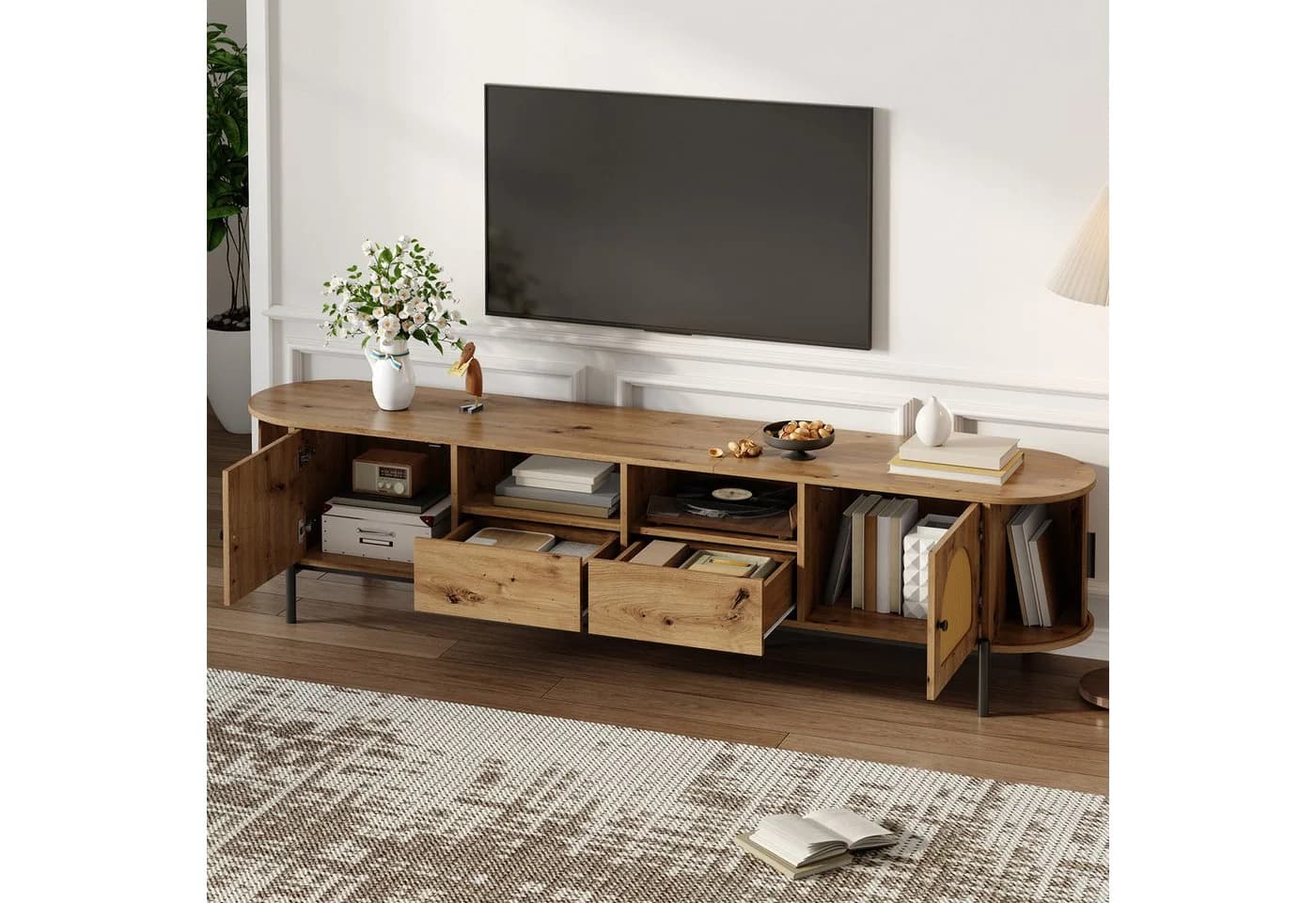 HAUSS SPOLE TV-Schrank Oval mit Rattanfronten und Schubladen - Bild 3