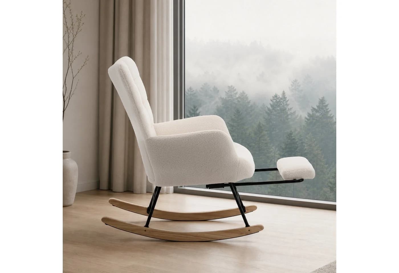 HAUSS SPOLE Schaukelstuhl Beige mit ausziehbarer Fußstütze - Bild 4