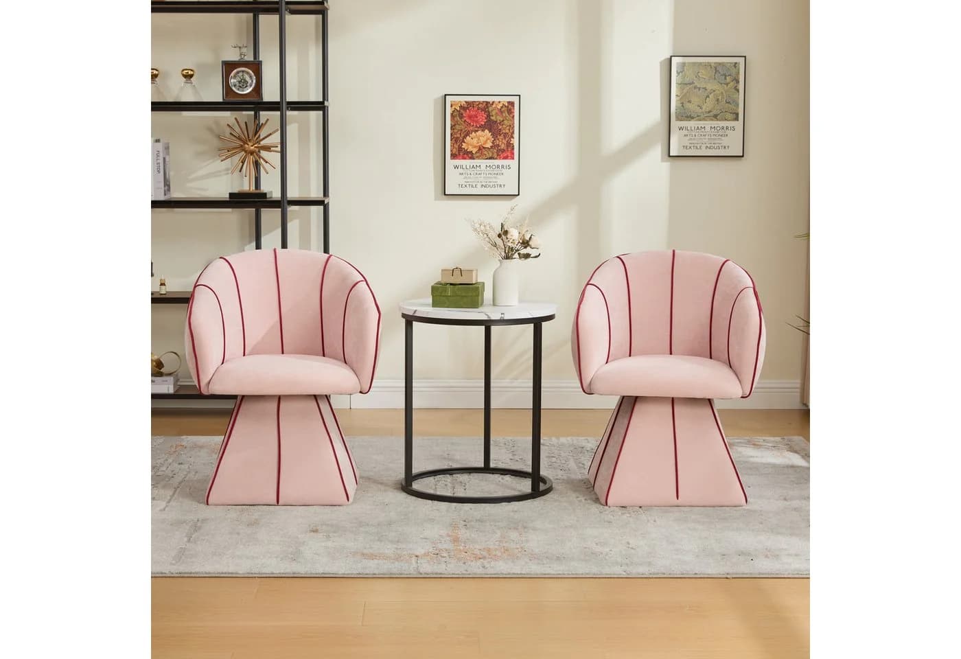 HAUSS SPOLE Drehstuhl Rosa Chenille mit 360° Drehfunktion
