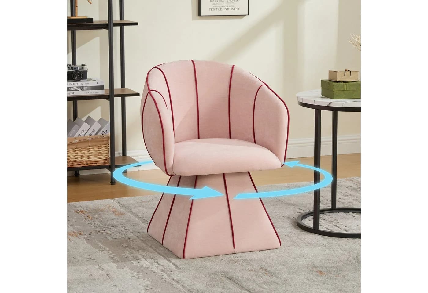 HAUSS SPOLE Drehstuhl Rosa Chenille mit 360° Drehfunktion - Bild 2
