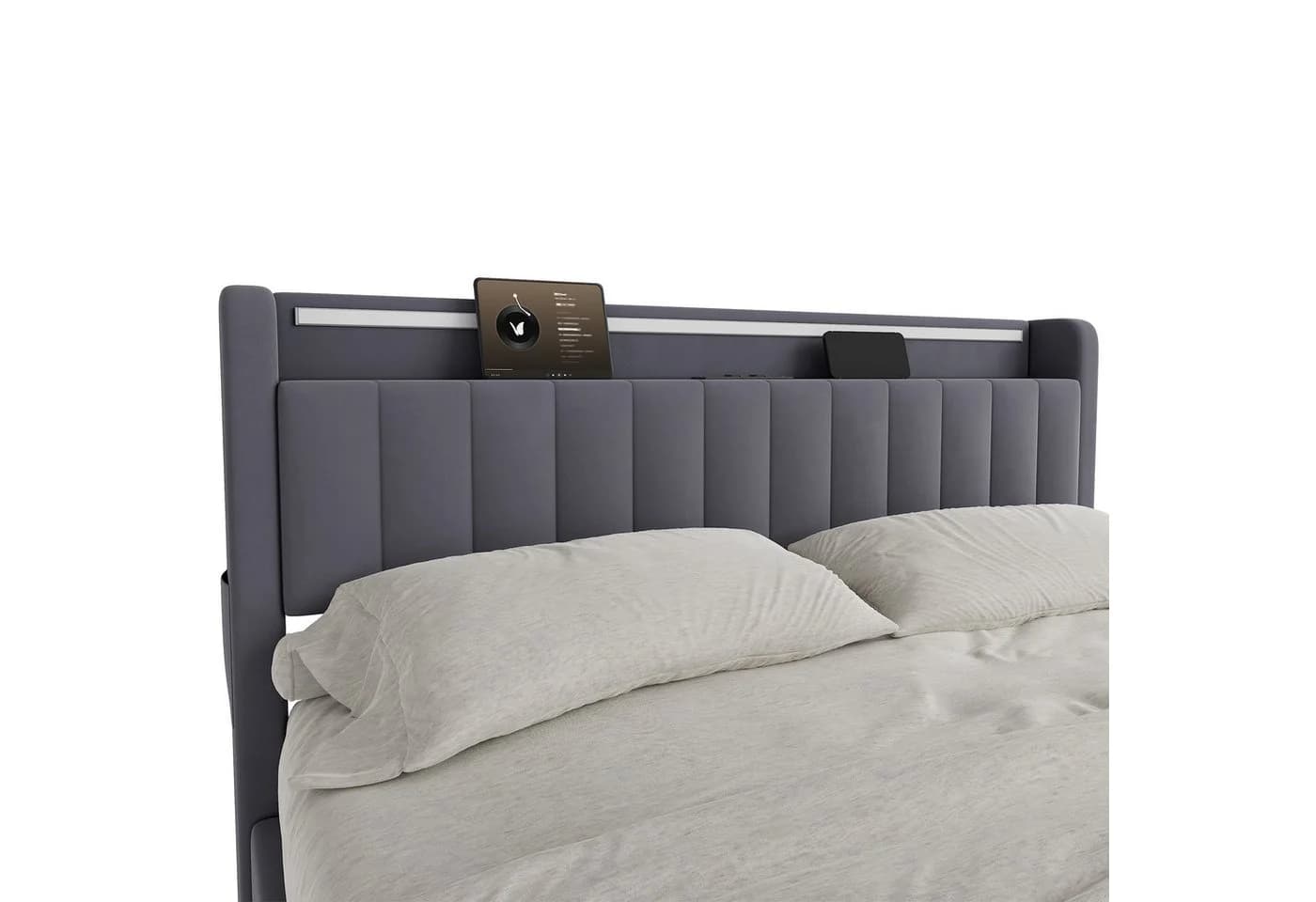 HAUSS SPOLE Polsterbett mit Bettkasten 160x200 cm Grau Samt - Bild 5