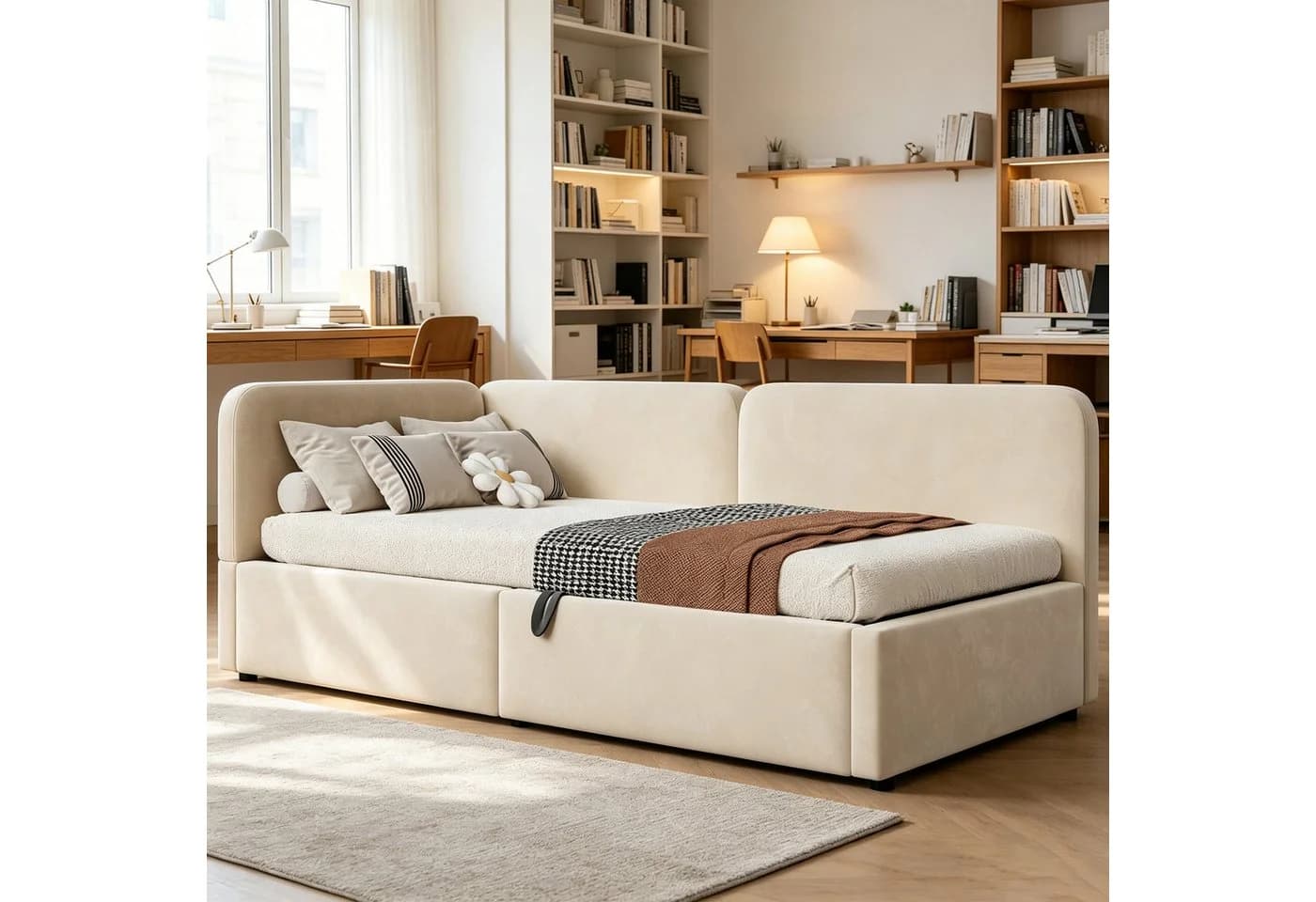 HAUSS SPOLE Polsterbett 90x200 mit Bettkasten Beige Samt - Bild 3