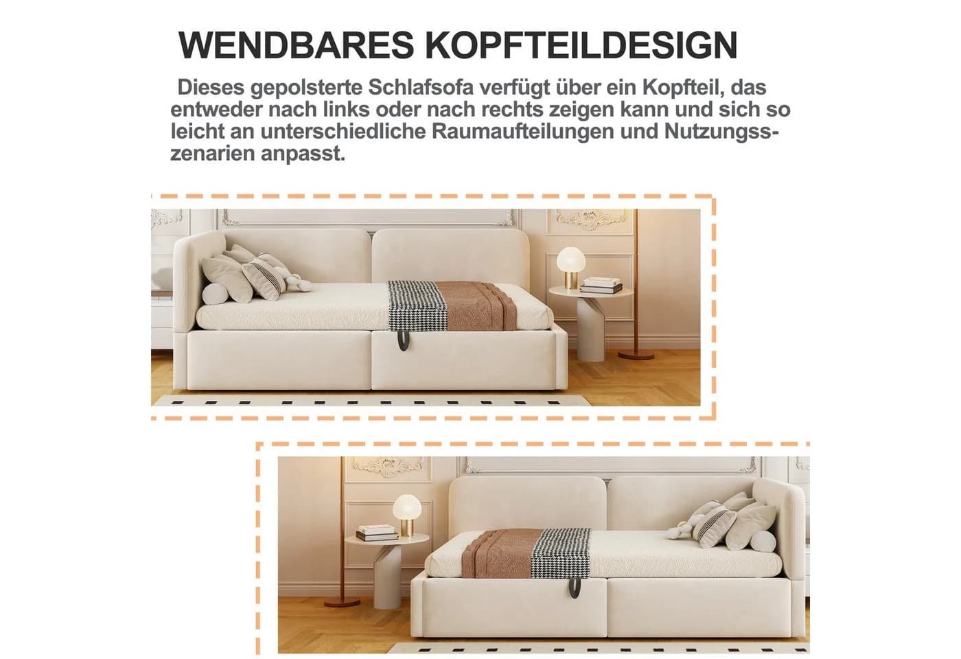 HAUSS SPOLE Polsterbett 90x200 mit Bettkasten Beige Samt - Bild 5
