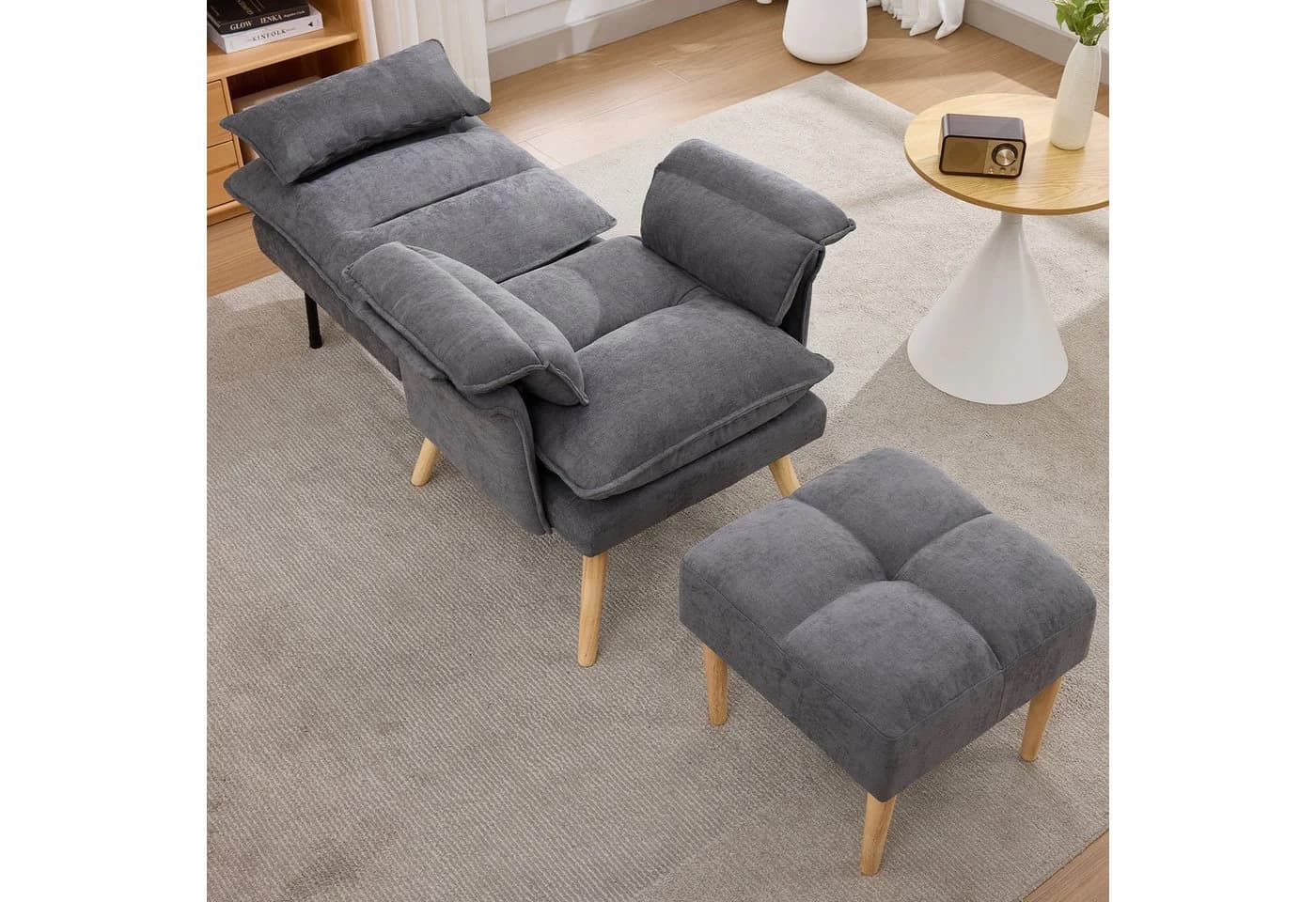 HAUSS SPOLE Relaxsessel mit Fußhocker Grau 5-fach verstellbar