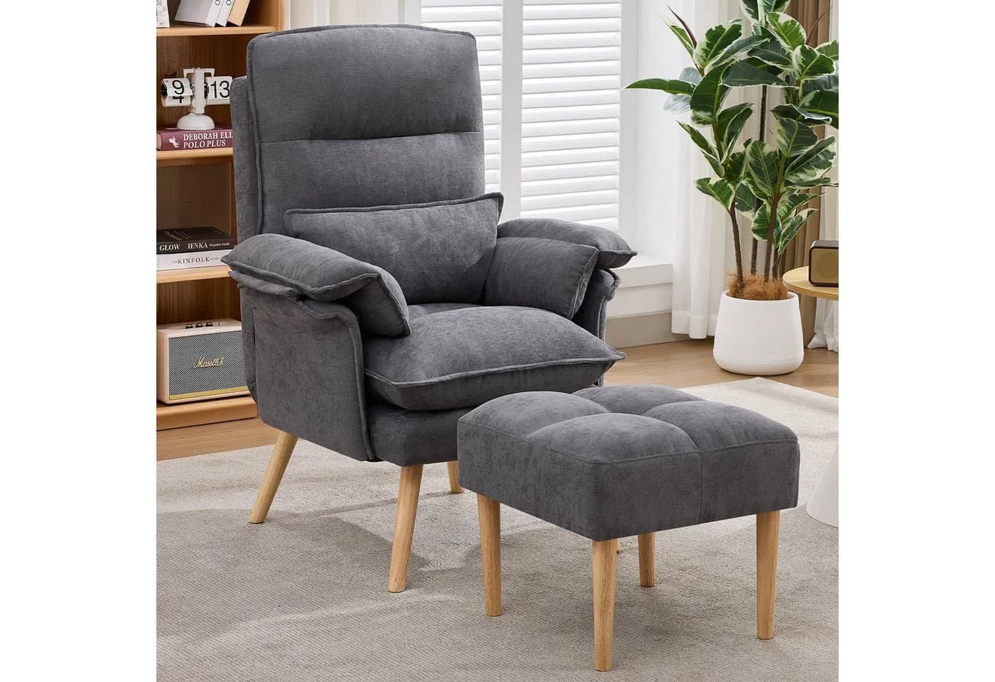 HAUSS SPOLE Relaxsessel mit Fußhocker Grau 5-fach verstellbar - Bild 3