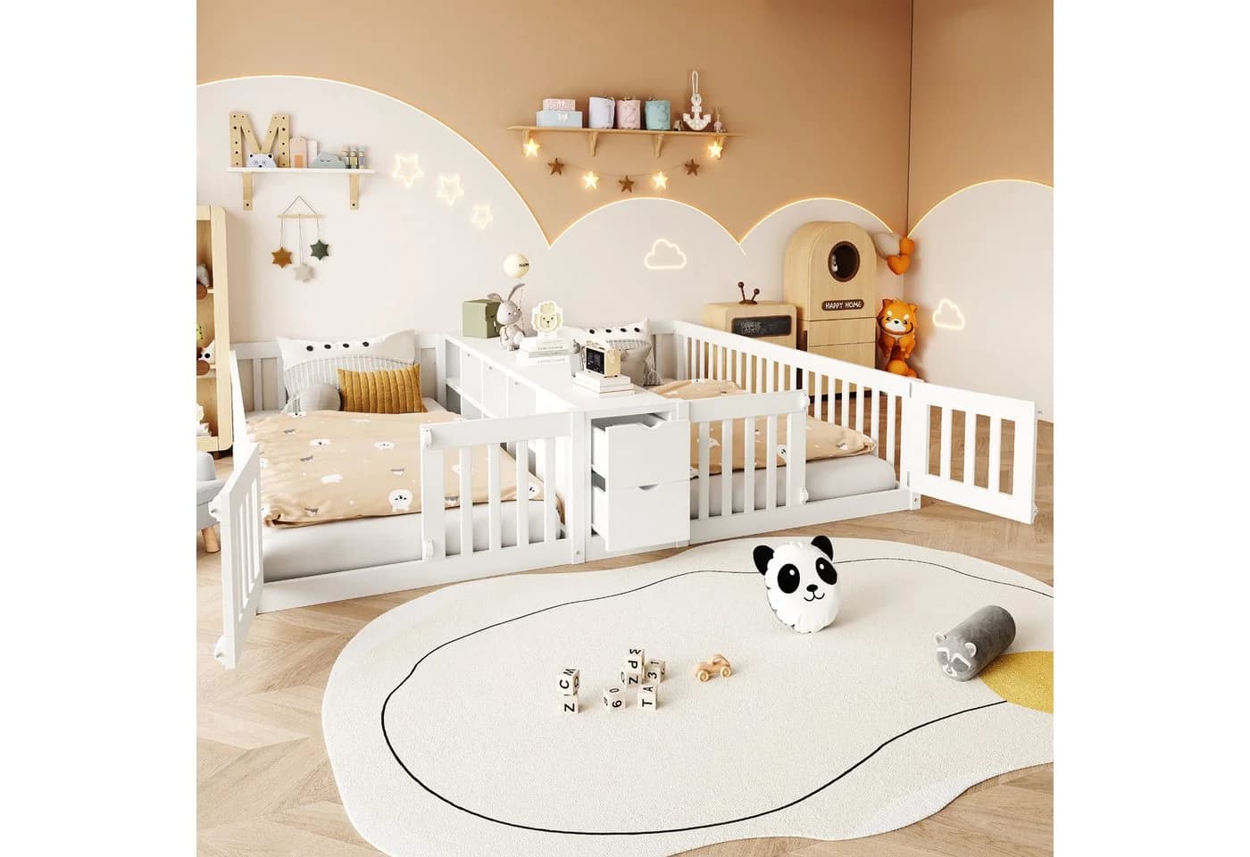 HAUSS SPOLE Kinderbett 90x200 Weiß mit Stauraum und Sicherheitsgitter - Bild 2