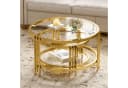 HAUSS SPOLE Couchtisch 2er Set Gold Glasplatte Metallgestell Rund Bild 3