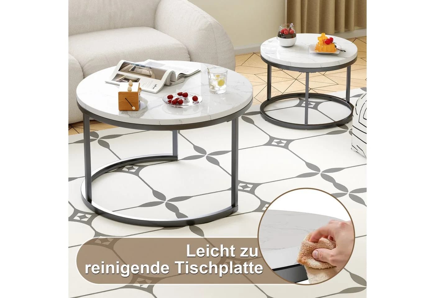 HAUSS SPOLE Couchtisch 2er-Set Marmoroptik Metallrahmen - Bild 5