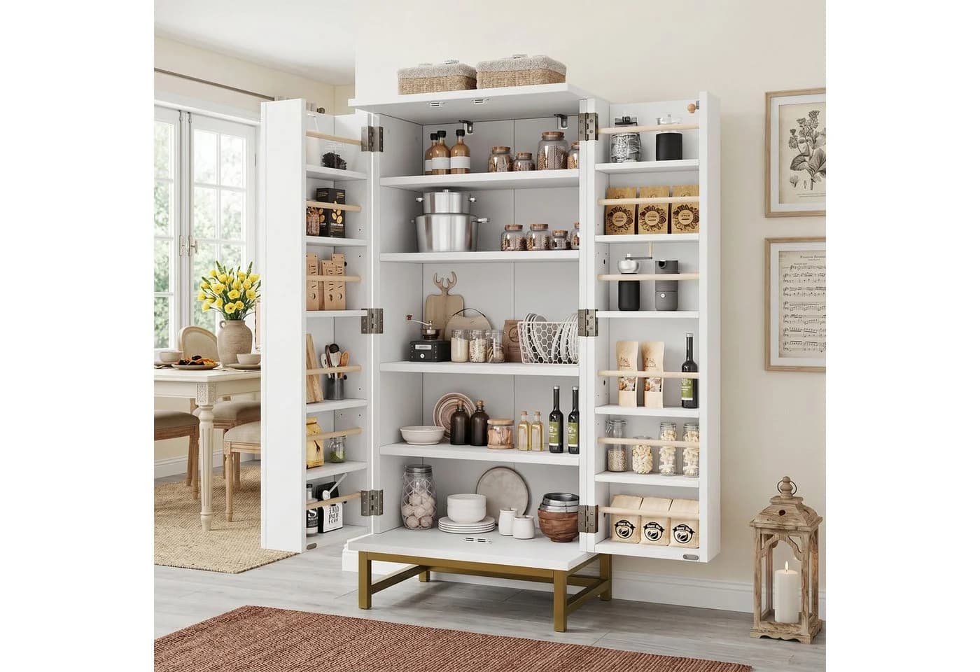 HAUSS SPOLE Hochschrank Weiß mit verstellbaren Böden und Türfächern - Bild 3