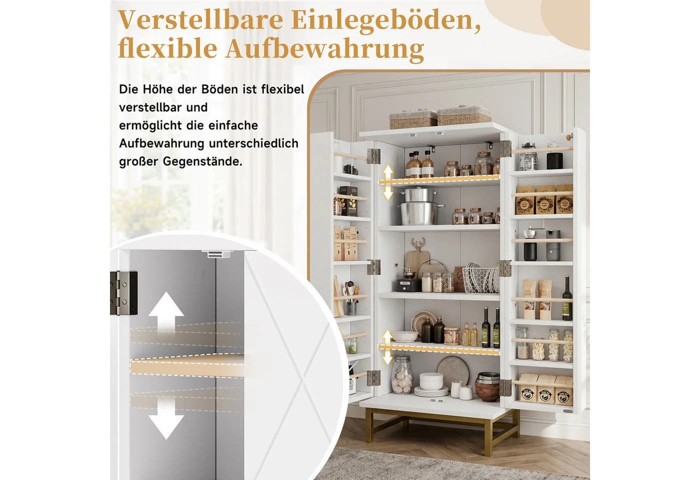 HAUSS SPOLE Hochschrank Weiß mit verstellbaren Böden und Türfächern - Bild 5