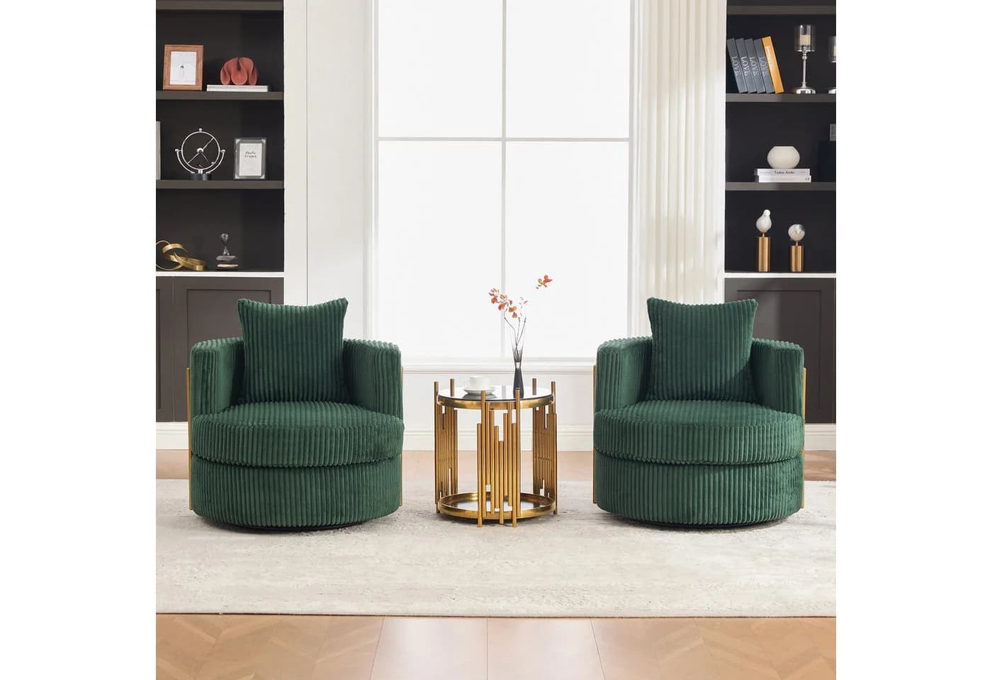 HAUSS SPOLE Loungesessel 360° drehbar Cord Dunkelgrün