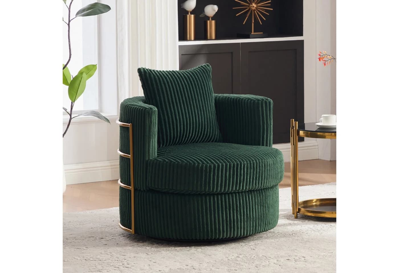 HAUSS SPOLE Loungesessel 360° drehbar Cord Dunkelgrün - Bild 2