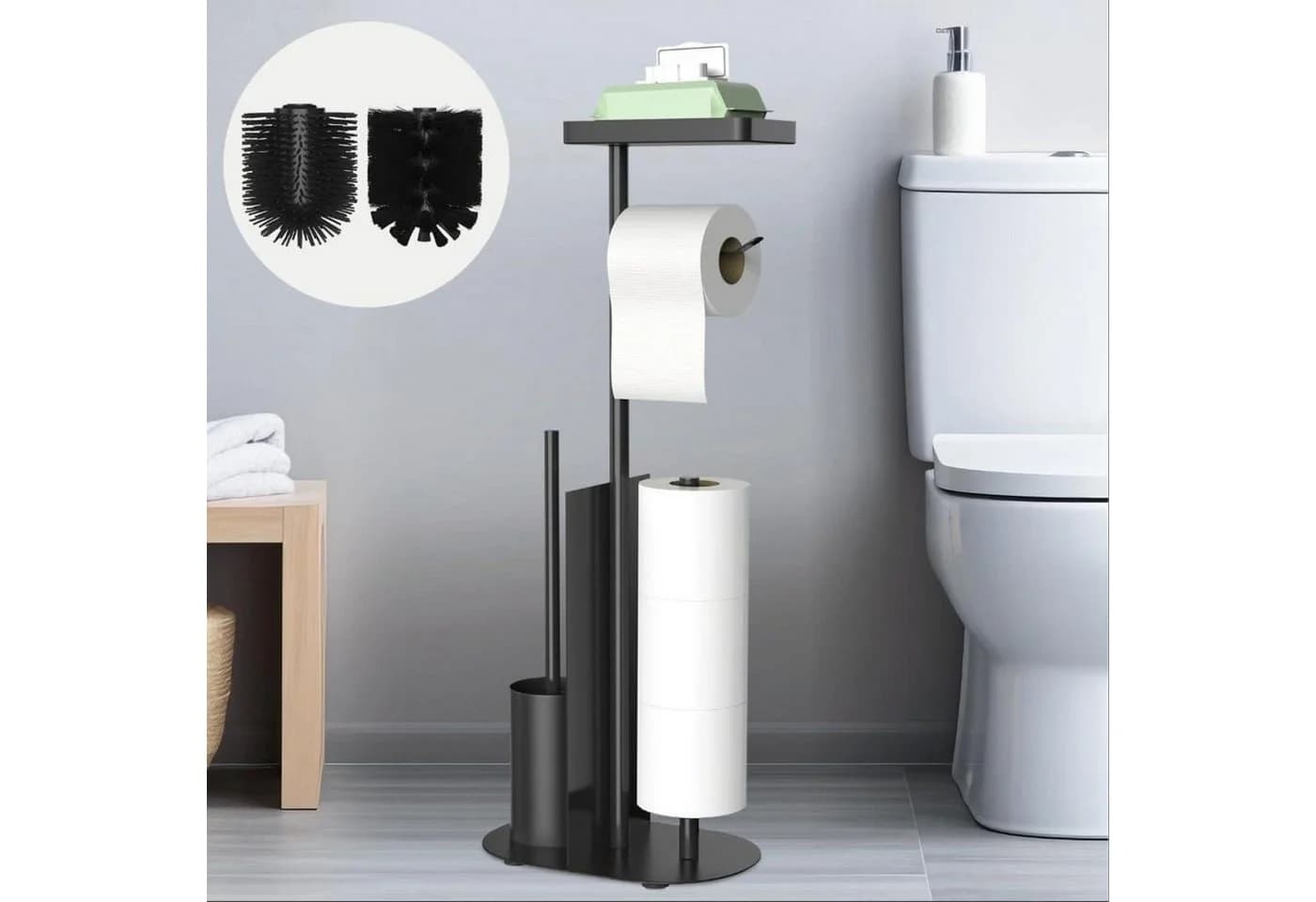LuxusKollektion Toilettenpapierhalter Edelstahl Stehend Matt Schwarz - Bild 2