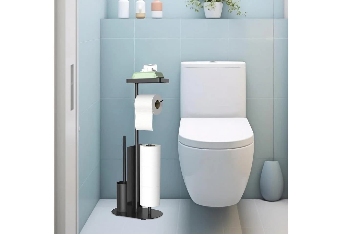 LuxusKollektion Toilettenpapierhalter Edelstahl Stehend Matt Schwarz - Bild 4