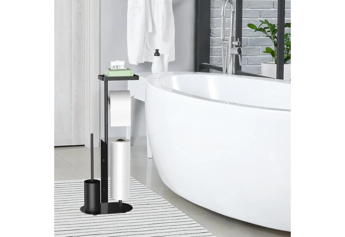 LuxusKollektion Toilettenpapierhalter Edelstahl Stehend Matt Schwarz - Bild 5
