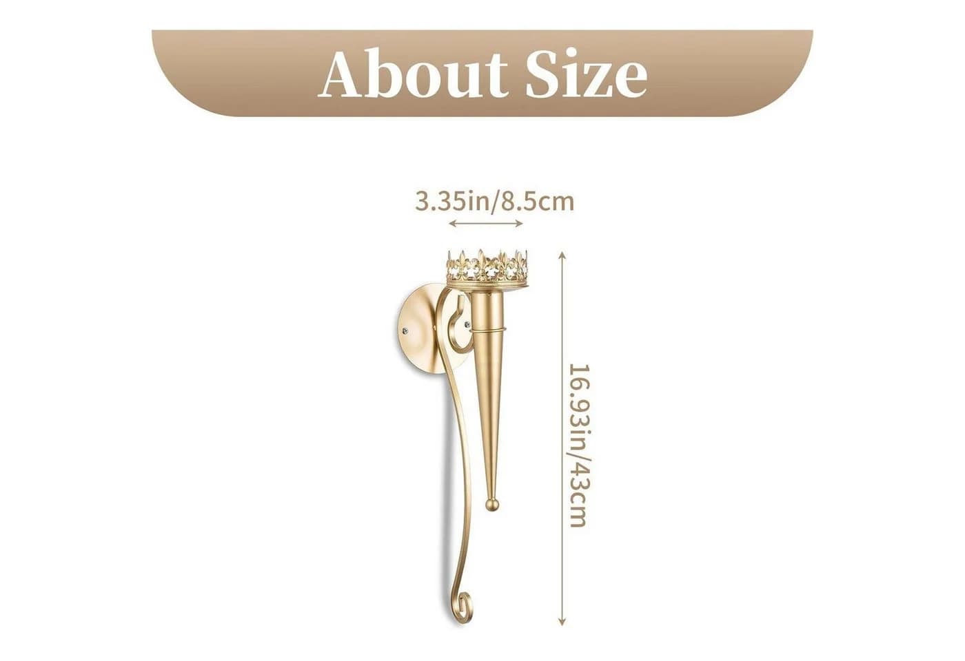 LuxusKollektion Wandkerzenhalter Gold Metall 43 cm - Bild 5