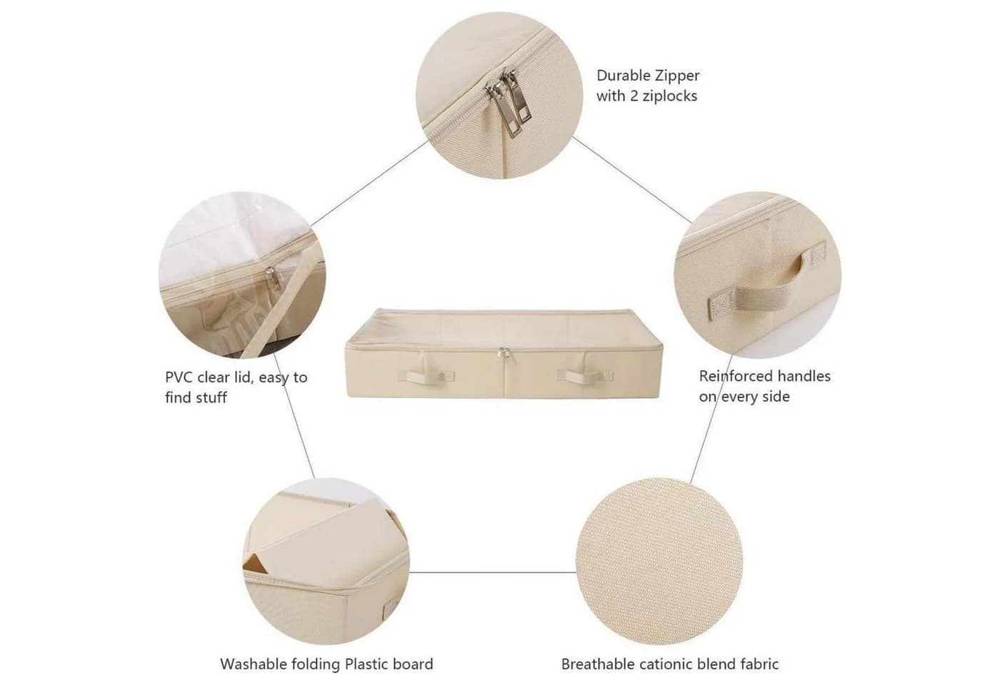 LuxusKollektion Unterbettkommode Aufbewahrungsbox Beige - Bild 3