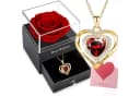 LuxusKollektion Rosenbox Ewige Rose Golden mit Halskette Bild 2