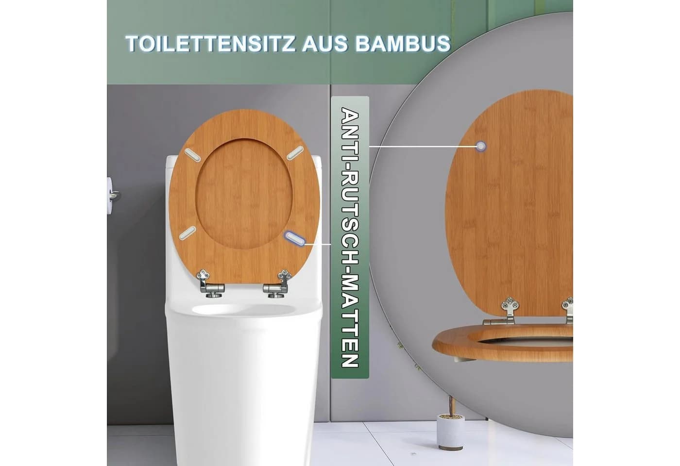 LuxusKollektion WC-Sitz mit Absenkautomatik Bambus Braun - Bild 5
