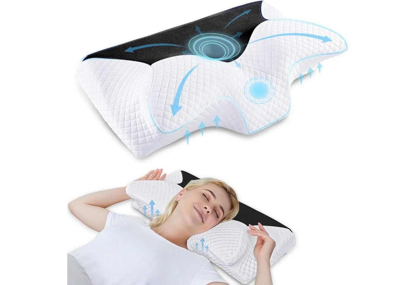 LuxusKollektion Nackenkissen Memory Foam Schwarz Orthopädisch - Bild 2