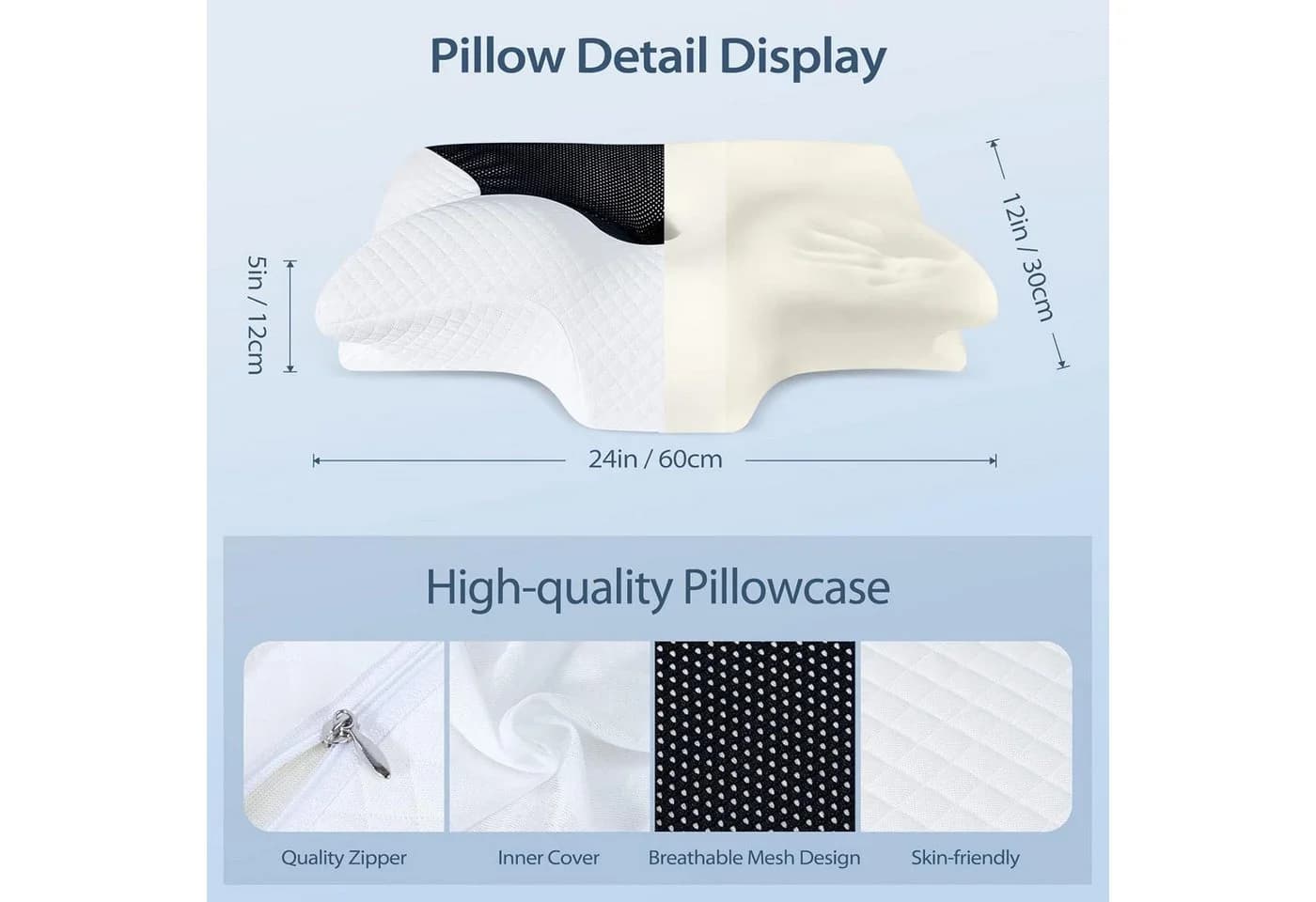 LuxusKollektion Nackenkissen Memory Foam Schwarz Orthopädisch - Bild 4